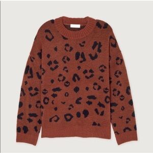 OAK + FORT Brown and Black Leopard Print Sweater